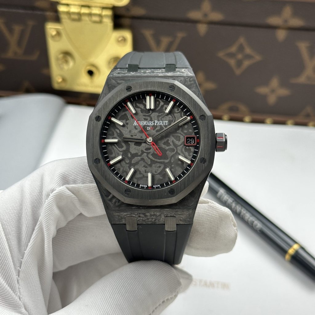 Dong Ho Audemars Piguet Chế Tác Royal Oak DiW 15500 Vỏ Carbon Kim Giây Màu Diỏ 41mm (2)
