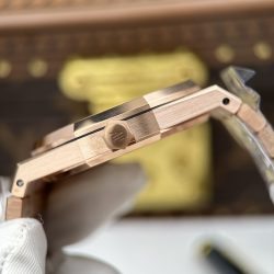 Đồng Hồ Audemars Piguet Rep 11 Royal Oak Openworked Frosted 15412 Mạ Vàng Hồng Viền Đính Đá Baguette 41mm (3)