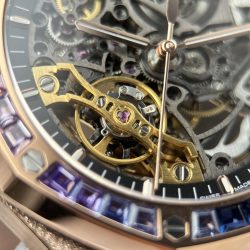 Đồng Hồ Audemars Piguet Rep 11 Royal Oak Openworked Frosted 15412 Mạ Vàng Hồng Viền Đính Đá Baguette 41mm (3)