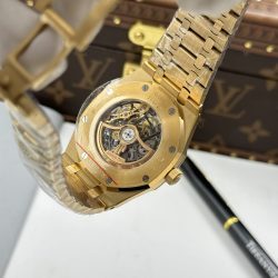 Đồng Hồ Audemars Piguet Replica 11 Royal Oak Openworked Frosted 15412 Mạ Vàng Viền Đính Đá Baguette 41mm (3)