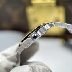 Đồng Hồ Cartier De Santos Small Chế Tác Mặt Trắng Viền Mạ Vàng 27×34 (2)