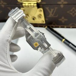 Đồng Hồ Cartier De Santos Small Chế Tác Mặt Trắng Viền Mạ Vàng Hồng 27×34 (2)