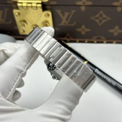 Đồng Hồ Cartier De Santos Small Chế Tác Mặt Trắng Viền Mạ Vàng Hồng 27×34 (2)