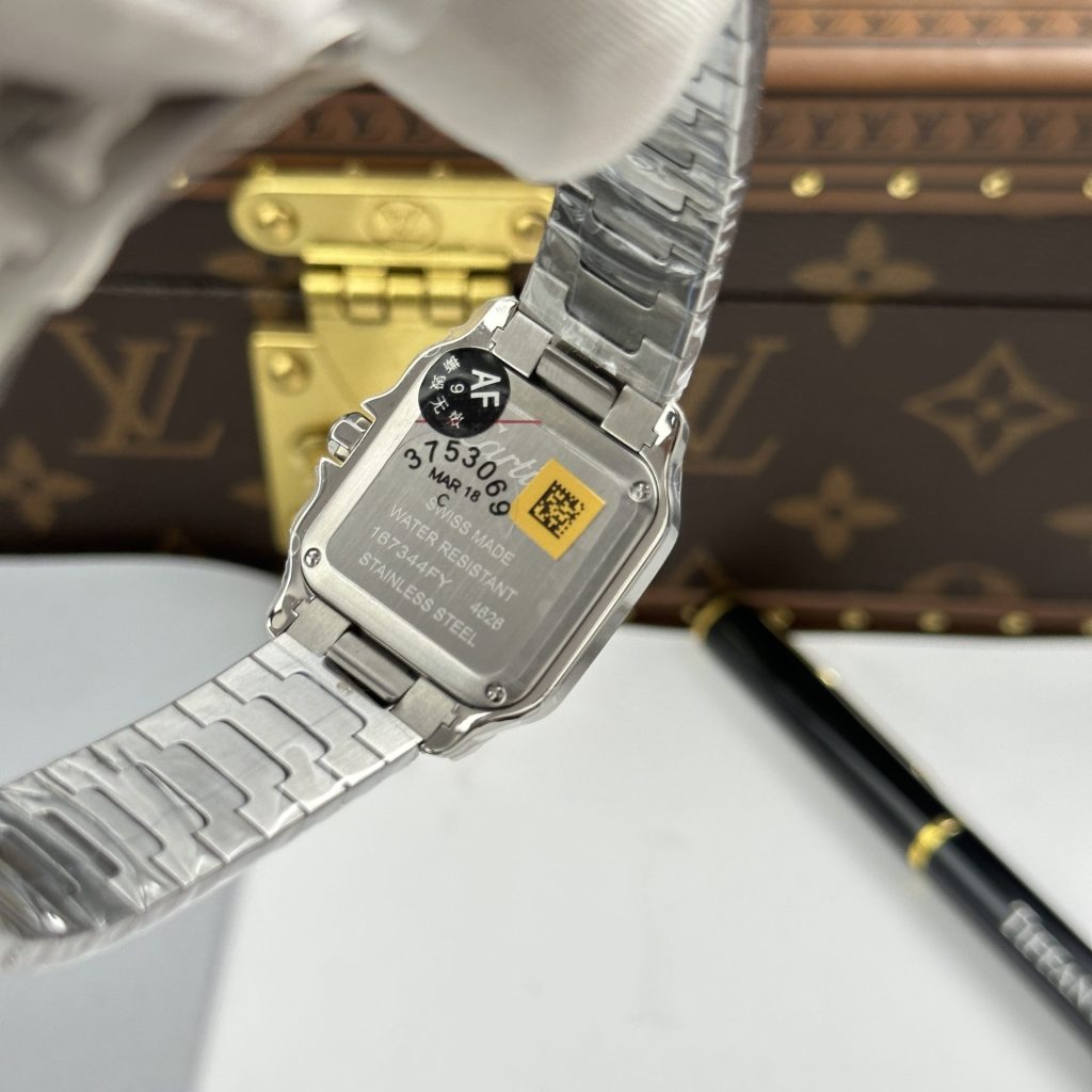 Đồng Hồ Cartier De Santos Small Replica 11 Mặt Trắng Dây Kim Loại 27mmx34 (3)