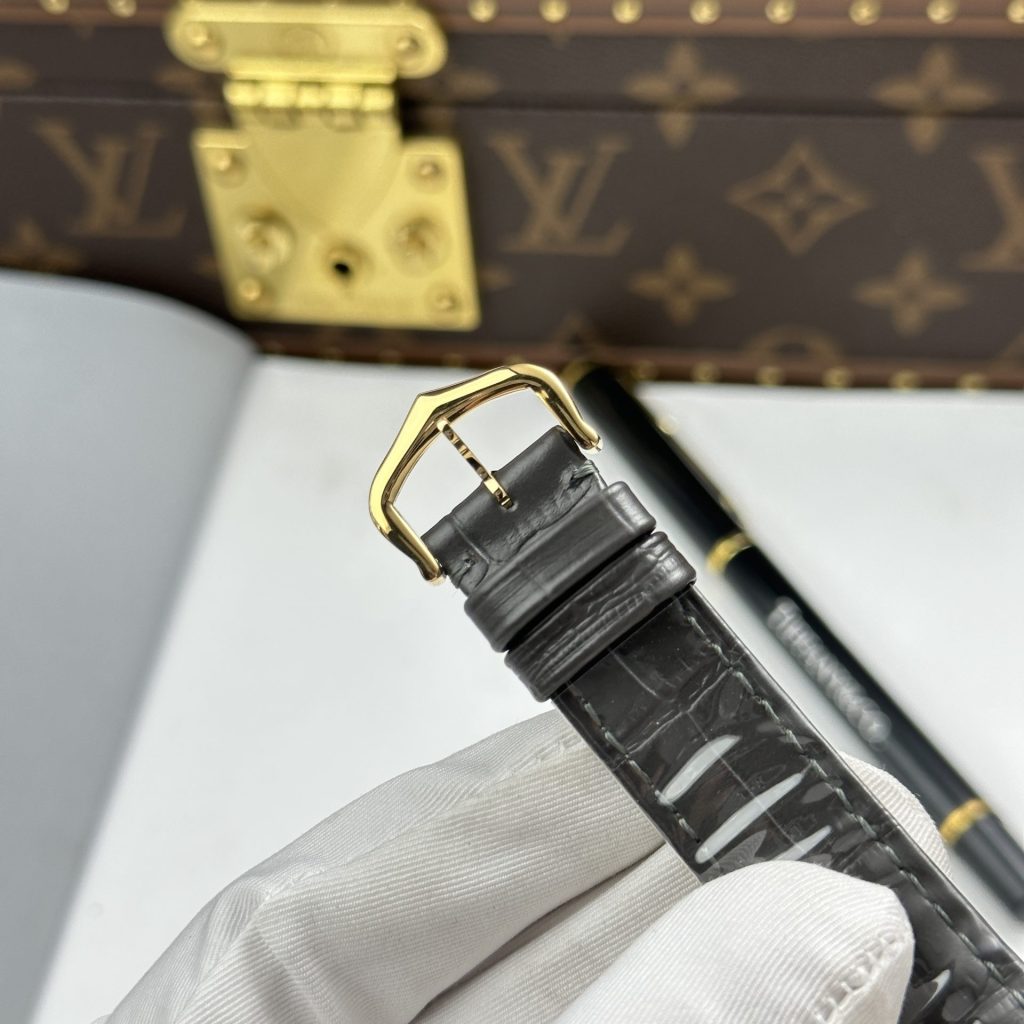 Đồng Hồ Cartier Santos Dumont Rep Cao Cấp Màu Xám Dây Da 43.5×31 (2)