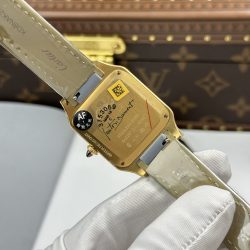 Đồng Hồ Cartier Santos Dumont Replica 11 Màu Xanh Lá Cây Dây Da 43.5×31 (2)