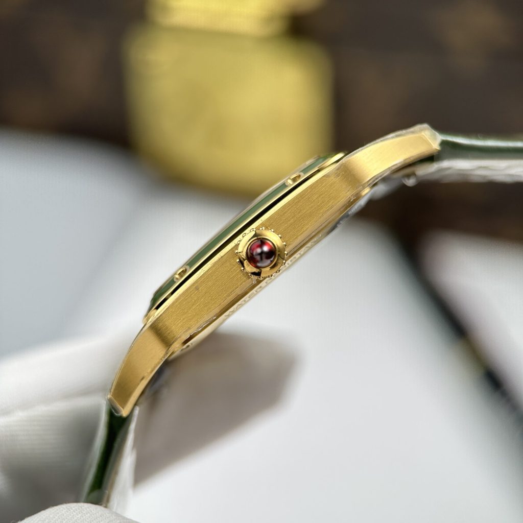 Dong Ho Cartier Santos Dumont Replica 11 Màu Xanh Lá Cây Dây Da 43.5×31 (2)