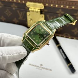 Đồng Hồ Cartier Santos Dumont Replica 11 Màu Xanh Lá Cây Dây Da 43.5×31 (2)