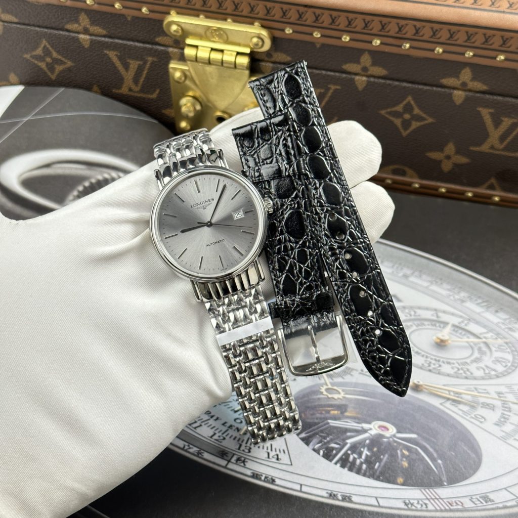 Đồng Hồ Longines Presence Replica 11 Mặt Xám Bạc Dây Kim Loại 40mm (1)