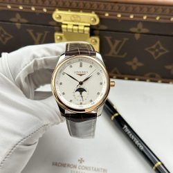 Đồng Hồ Longines Replica 11 Master Collection Moonphase Mặt Trắng Dây Da Nâu 40mm (3)