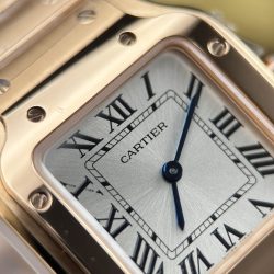 Đồng Hồ Nữ Chế Tác Cartier De Santos Small Mặt Trắng Vỏ Mạ Vàng Hồng 27×34 (2)