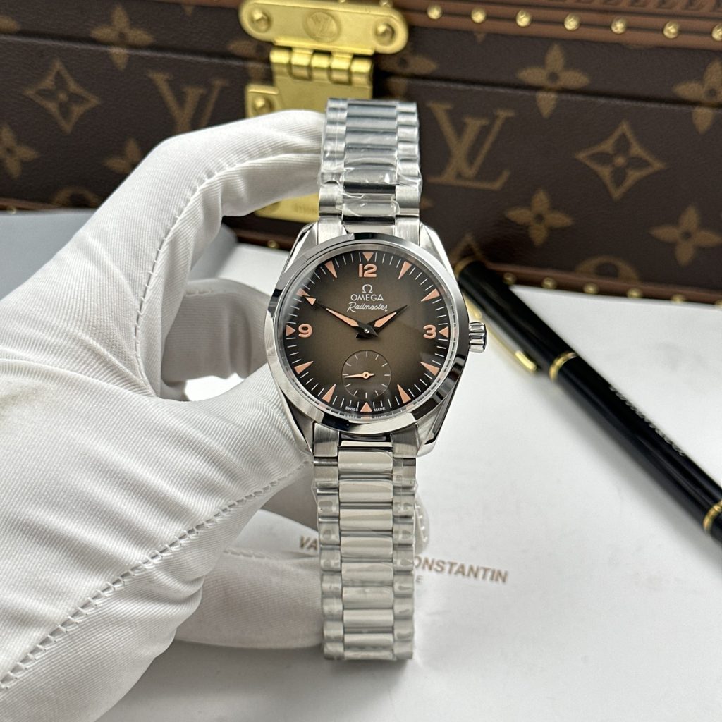 Đồng Hồ Omega Seamaster Railmaster Replica 11 Mặt Nâu Khói Máy Cơ Thuỵ Sỹ 38mm (3)