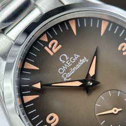 Đồng Hồ Omega Seamaster Railmaster Replica 11 Mặt Nâu Khói Máy Cơ Thuỵ Sỹ 38mm (3)