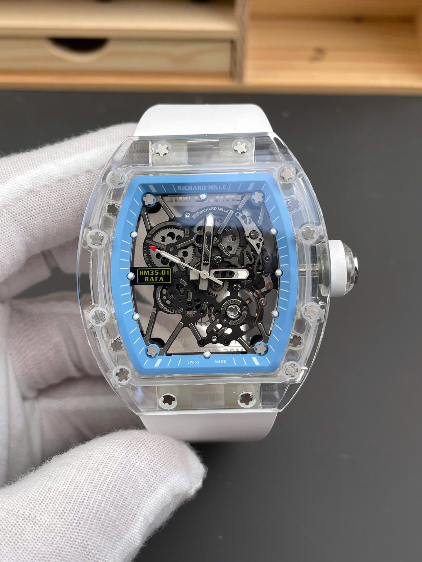 Đồng Hồ Richard Mille RM35-01 Chế Tác Vỏ Sapphire Dây Cao Su 44mm (2)