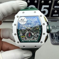 Đồng Hồ Richard Mille Replica 11 RM11-03 Chronograph Vỏ Gốm Trắng Dây Cao Su 48mm (2)