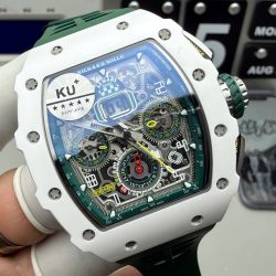 Đồng Hồ Richard Mille Replica 11 RM11-03 Chronograph Vỏ Gốm Trắng Dây Cao Su 48mm (2)