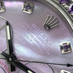 Đồng Hồ Rolex Daytona Chế Tác Mặt Khảm Xà Cừ Tím Viền Đính Đá 40mm (1)