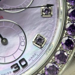 Đồng Hồ Rolex Daytona Chế Tác Mặt Khảm Xà Cừ Tím Viền Đính Đá 40mm (1)