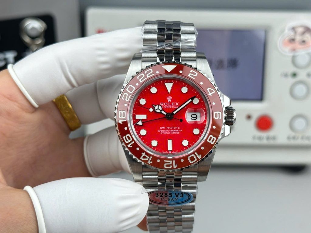 Đồng Hồ Rolex GMT-Master II Replica 11 Mặt Số Màu Đỏ Máy Calibre 3285 Super Clone 40mm (2)